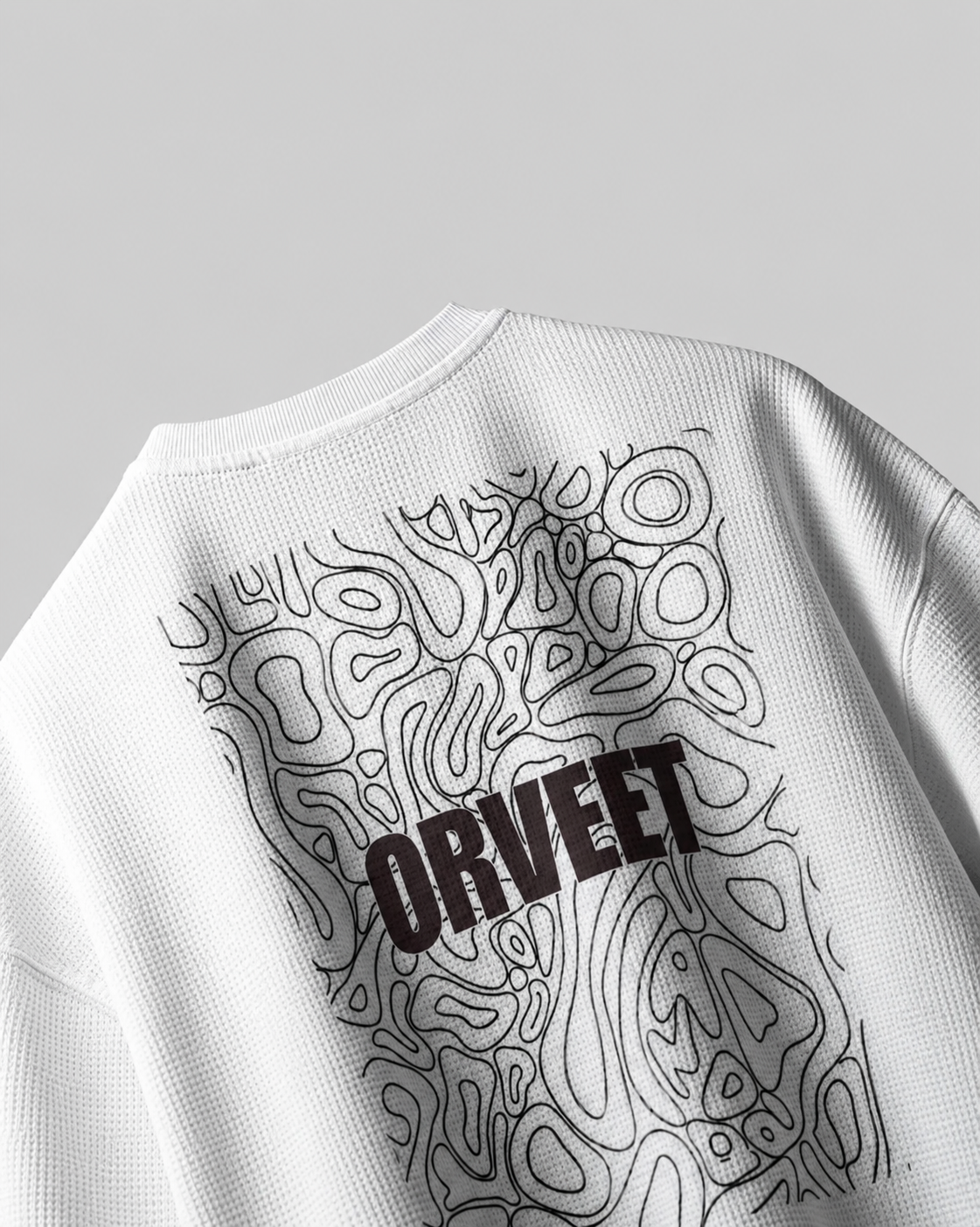 White Waffle Knit Oversized Full-Sleeve