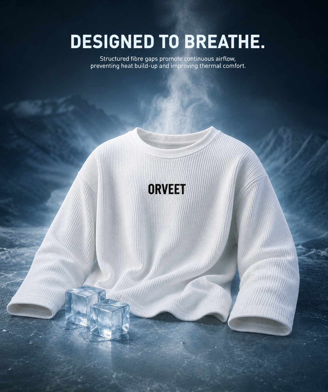 White Waffle Knit Oversized Full-Sleeve