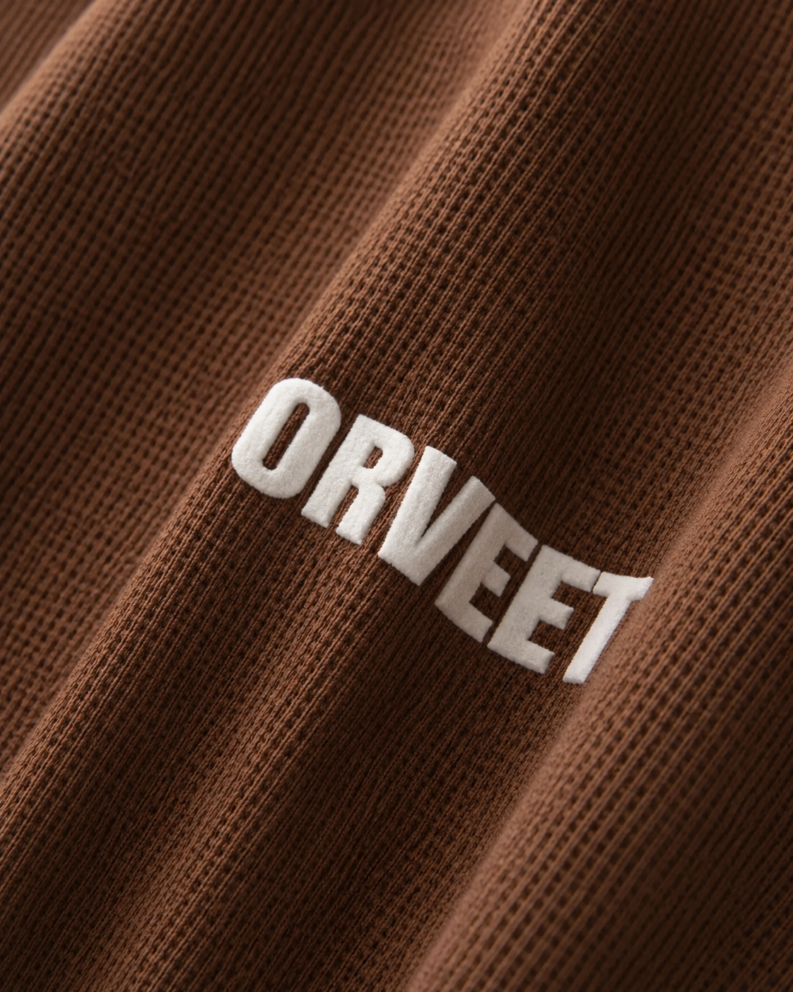 Brown Waffle Knit Oversized Full-Sleeve