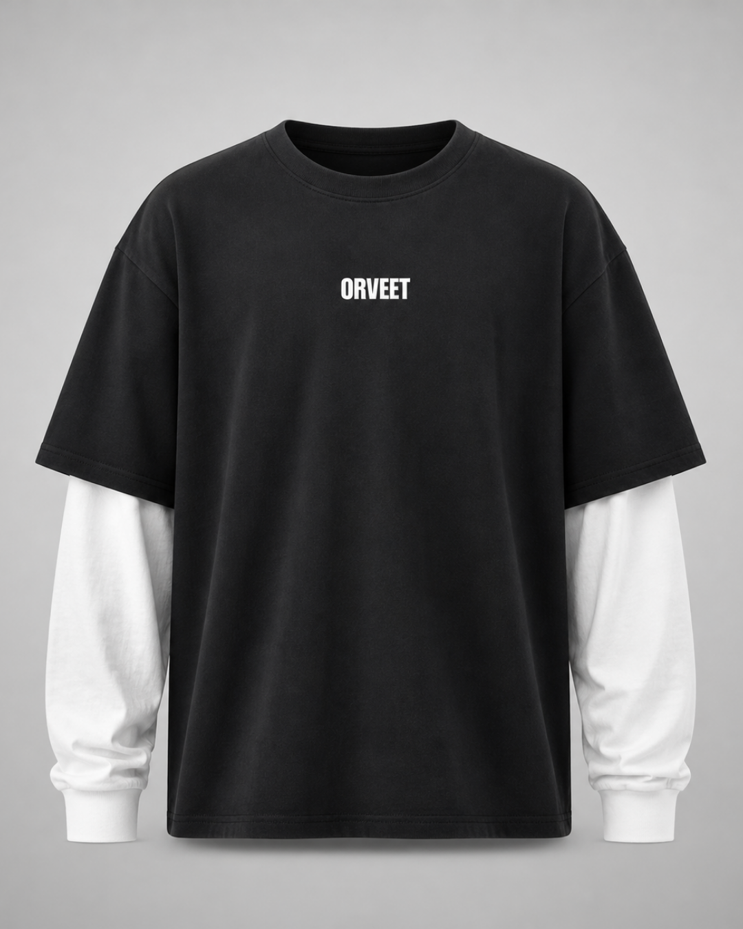 White With Black Sleeve Oversized Tee