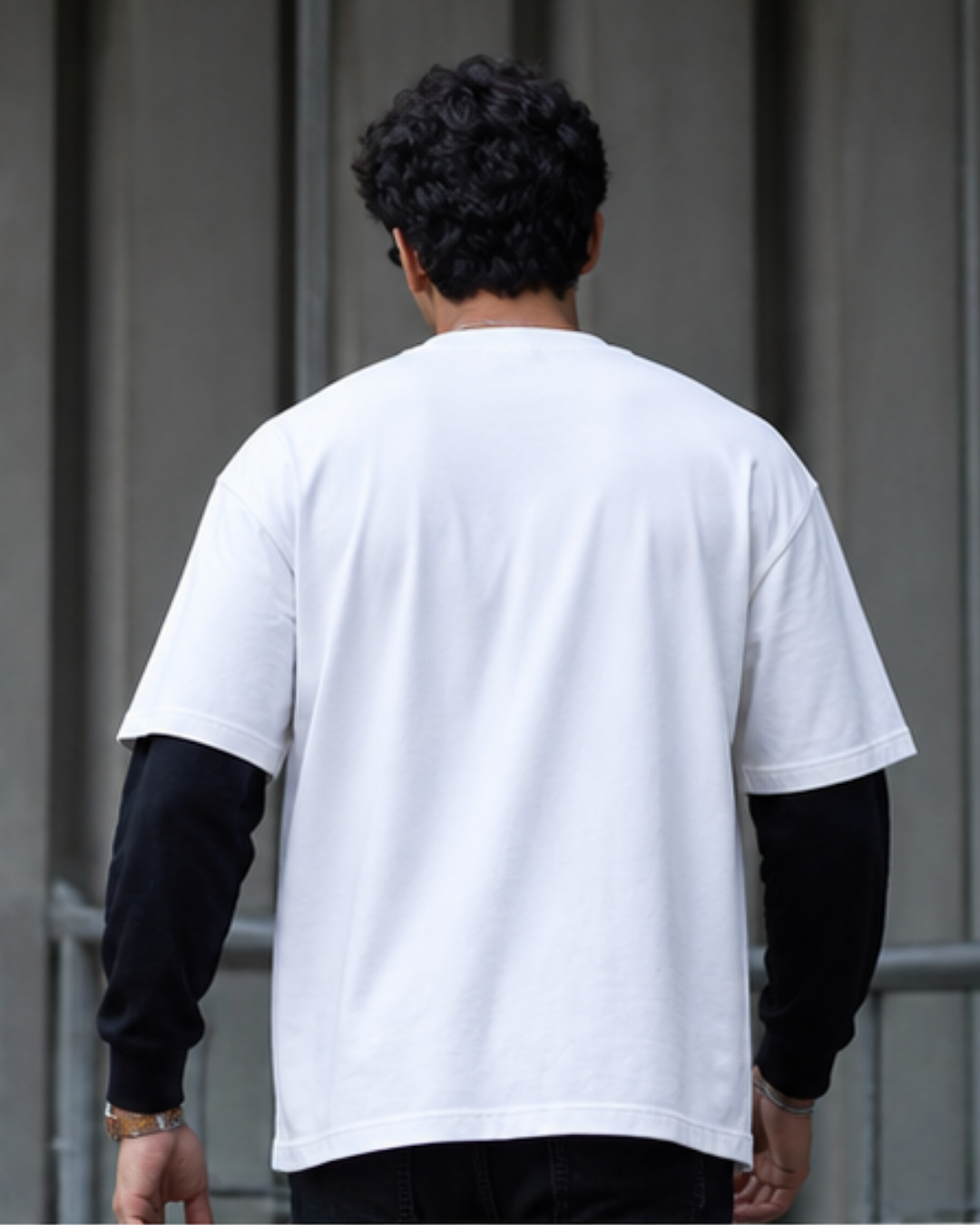 Black With White Sleeve Oversized Tee