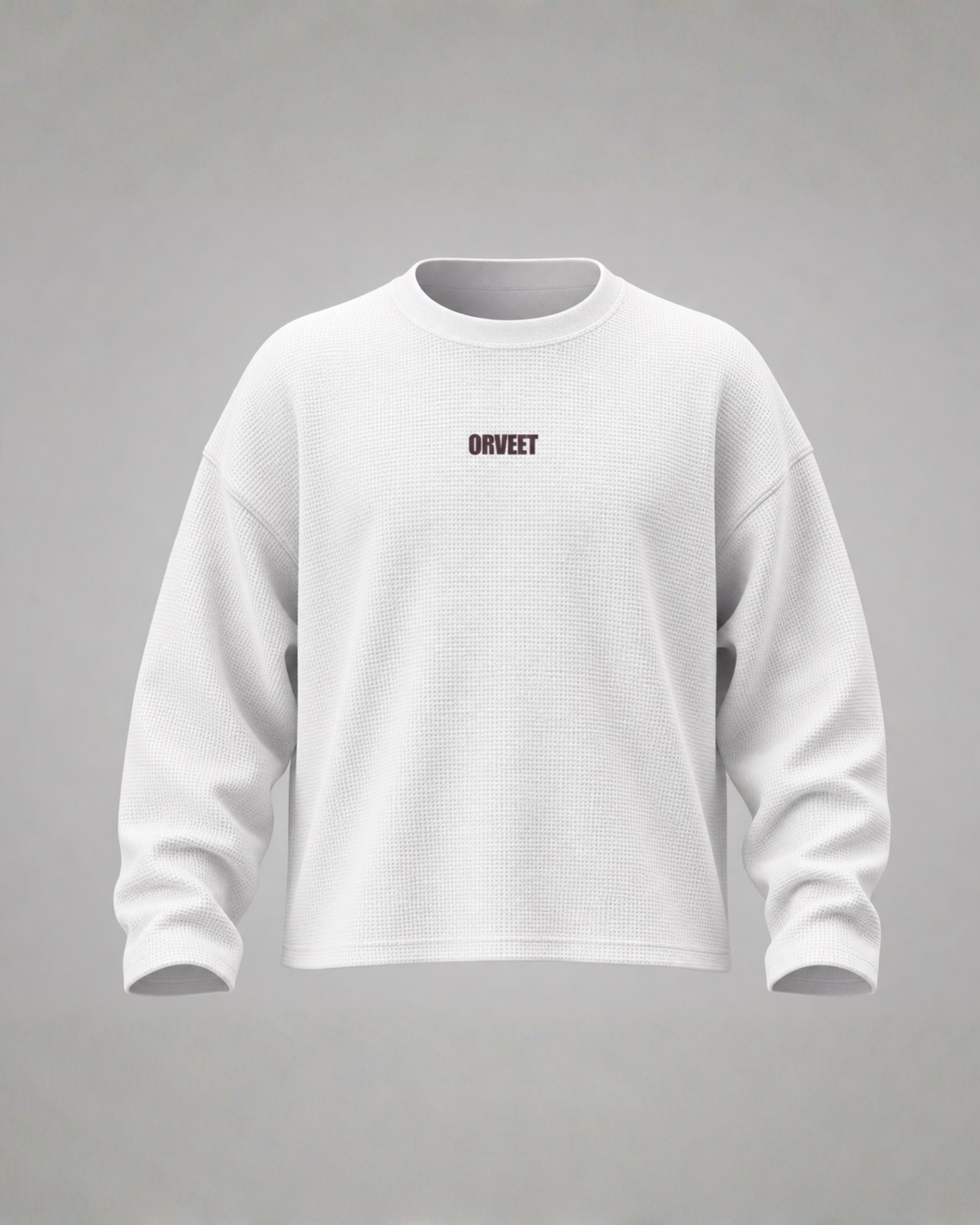 White Waffle Knit Oversized Full-Sleeve