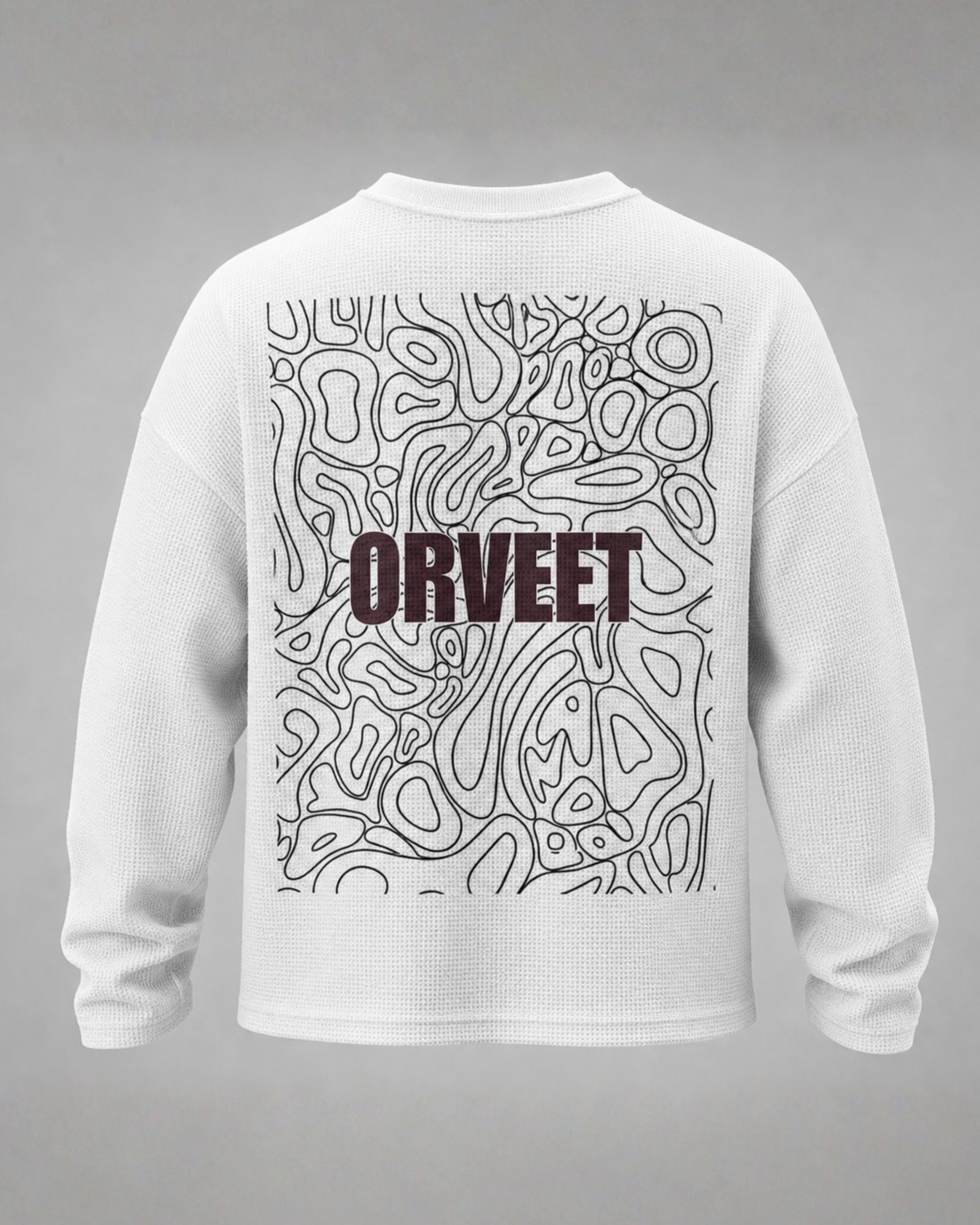White Waffle Knit Oversized Full-Sleeve