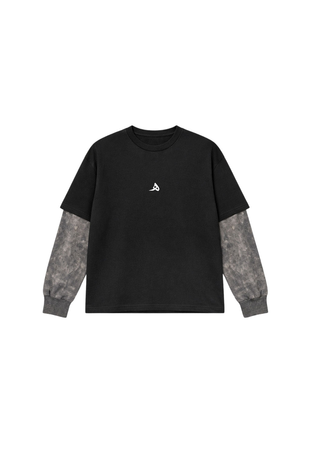 Black With Acidwash Sleeve Oversized Tee