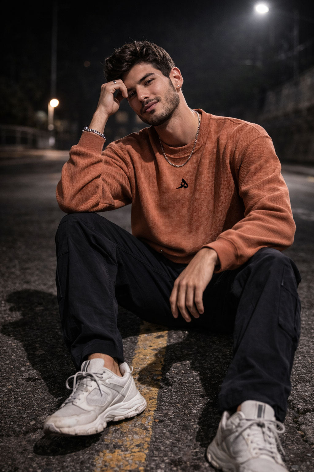 Brown Waffle Knit Oversized T-Shirt