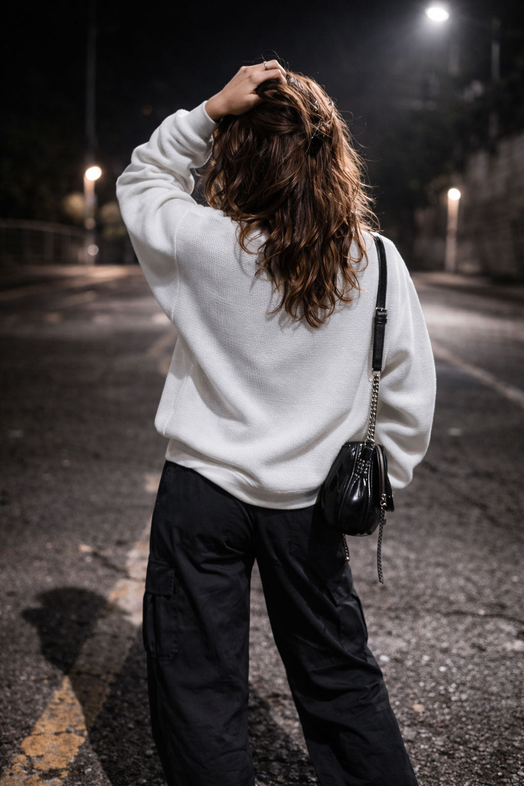 White Waffle Knit Oversized Full-Sleeve