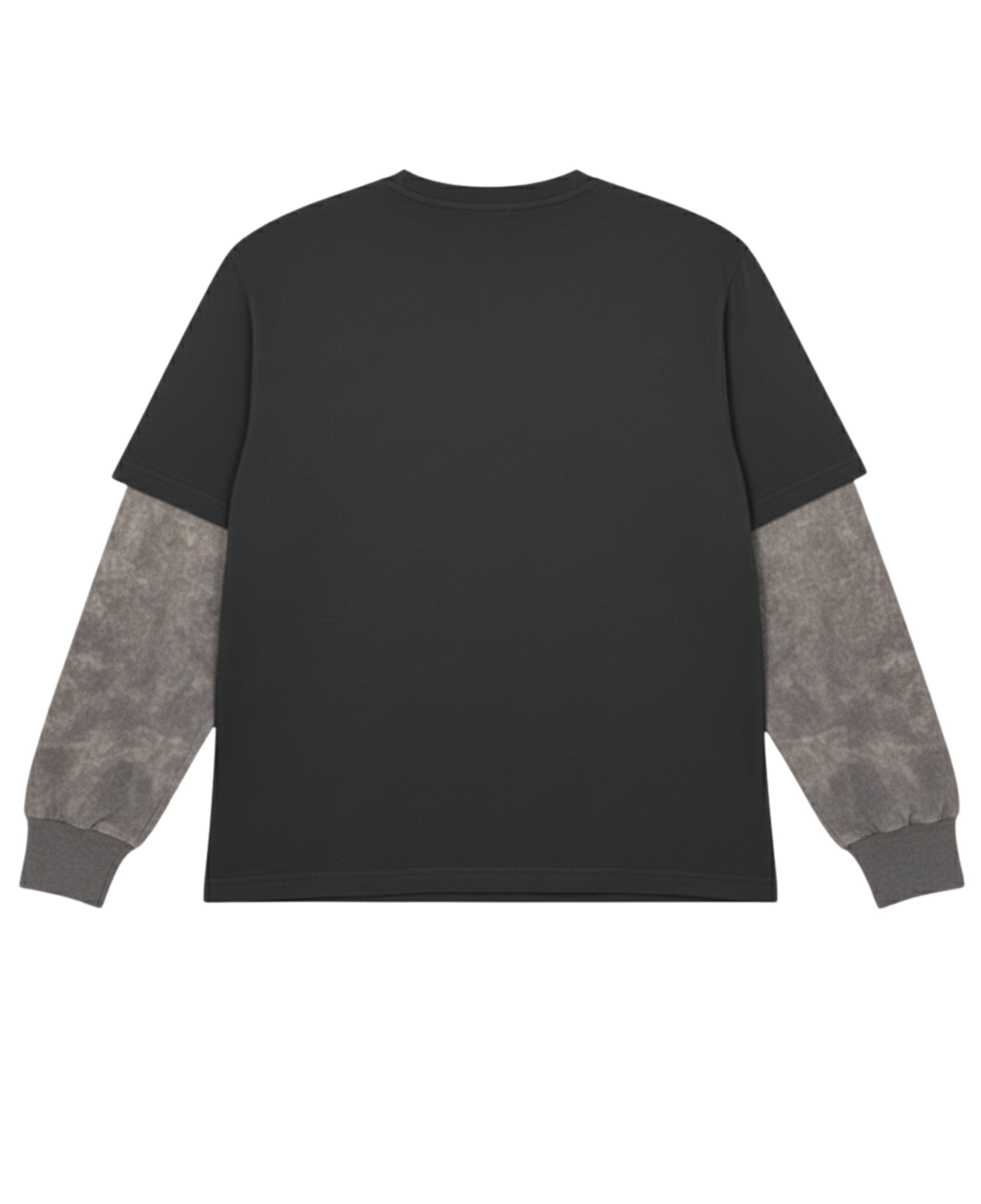 Black With Acidwash Sleeve Oversized Tee Back Design